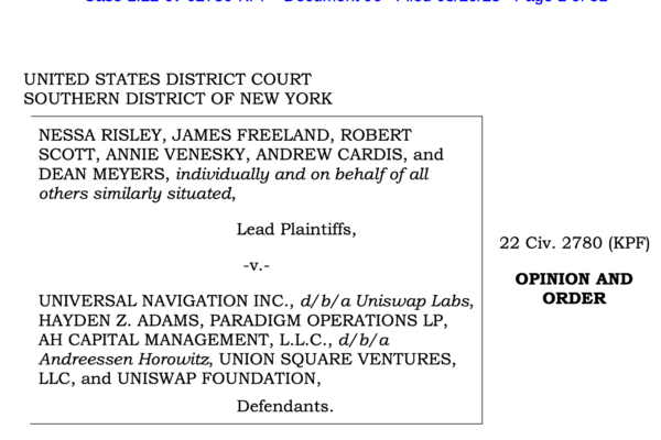 டோக்கன் மோசடி இழப்புகள் தொடர்பாக யூனிஸ்வாப் மீதான வகுப்பு நடவடிக்கை வழக்கை நீதிபதி தள்ளுபடி செய்தார்