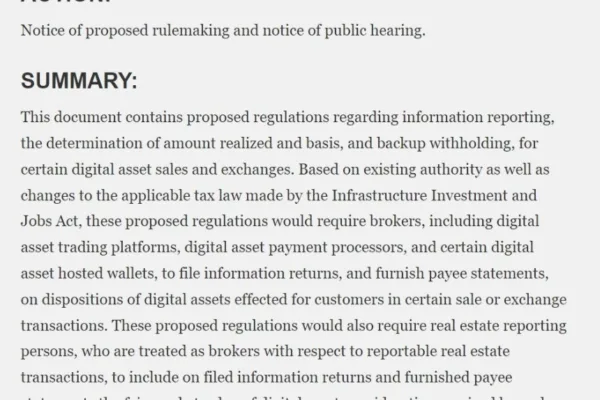 அமெரிக்க கருவூலம், ஐஆர்எஸ் தரகர்களுக்கான கிரிப்டோகரன்சி விதிமுறைகளை முன்மொழிகிறது