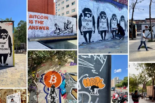 கிராஃபிட்டி கலைஞர்கள் ஸ்ட்ரீட் சையர் நகரத்தை பிட்காயின் வரைகிறார்கள்