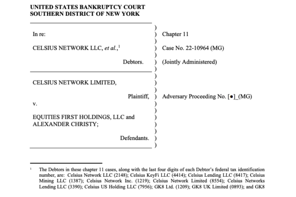 செல்சியஸ் நெட்வொர்க் EquitiesFirst மீது 'எதிரி புகார்' பதிவு செய்கிறது