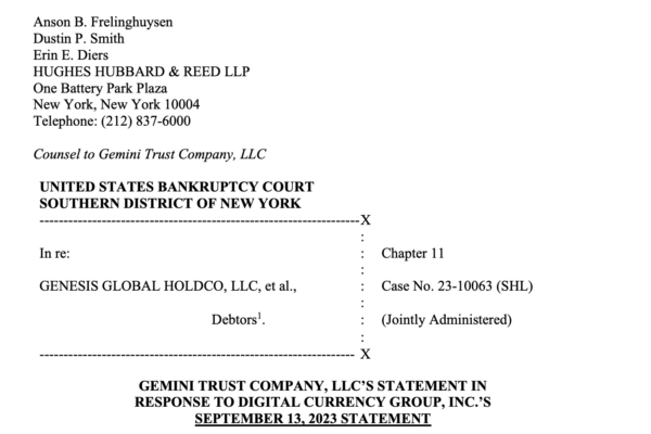 ஜெமினி சட்டக் குழு, டிசிஜி ஜெனிசிஸ் கடனாளர்களை 'கேஸ்லைட்' செய்ததாக குற்றம் சாட்டுகிறது