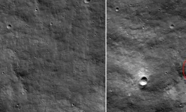 நிலவில் விழுந்து நொறுங்கிய விண்கலம்..!! 10 மீட்டருக்கு பள்ளம்..!! நாசா வெளியிட்ட முக்கிய அறிவிப்பு..!!