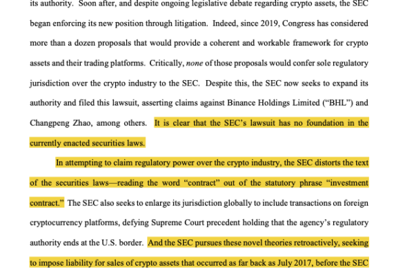Binance மற்றும் CEO Chanpgeng Zhao SEC வழக்கை தள்ளுபடி செய்யுமாறு நீதிமன்றத்தை கேட்கிறார்