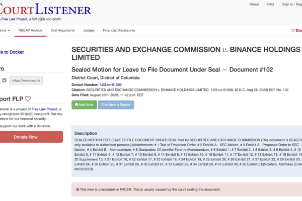 Binance.US வழக்கில் சில ஆவணங்களை சீல் செய்வதில் SEC மாற்றியமைக்கிறது