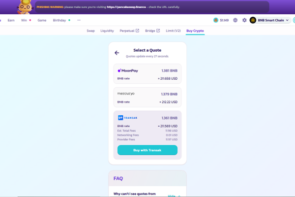 Pancakeswap பல சங்கிலிகளில் ஃபியட் ஆன்போர்டிங்கிற்காக Transak ஐ ஒருங்கிணைக்கிறது