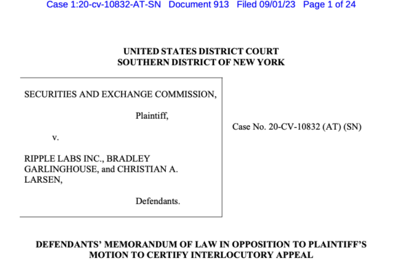XRP முடிவு மீதான SEC மேல்முறையீட்டை சிற்றலை சட்டக் குழு எதிர்க்கிறது