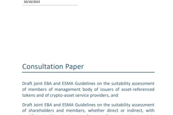 ஐரோப்பிய வங்கி ஆணையம், ESMA கிரிப்டோ நிறுவனப் பொருத்தம் வழிகாட்டுதல்களை வெளியிடுகிறது