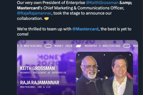 Web3 சேவைகளுக்கான கிரிப்டோ கட்டண நிறுவனமான MoonPay உடன் Mastercard கூட்டாளிகள்