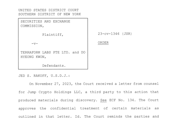 SEC v. Terraform Labs வழக்கில் Jump Crypto ஆவணங்களை ரகசியமாக தாக்கல் செய்தது