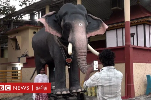 நீலகிரி கோவிலில் பக்தர்களைக் கவரும் இயந்திர யானை – காணொளி